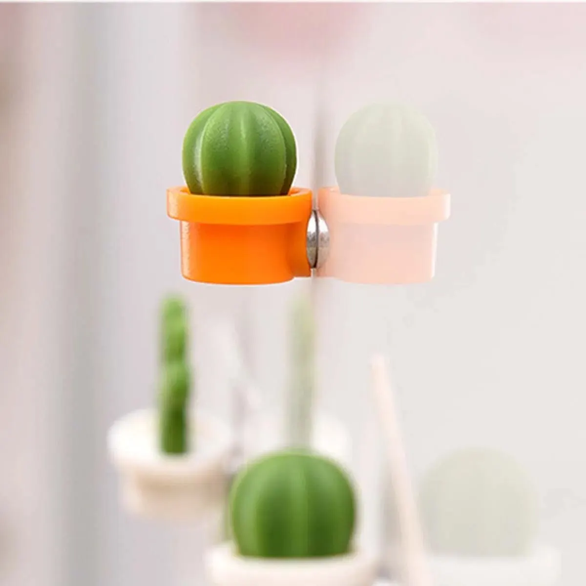 Cactus Magnetic Message Refrigerator Magnet Green Plant Potted Magnet Cactus Ball Three-dimensional Refrigerator 6pcs magnetic fridge magnets