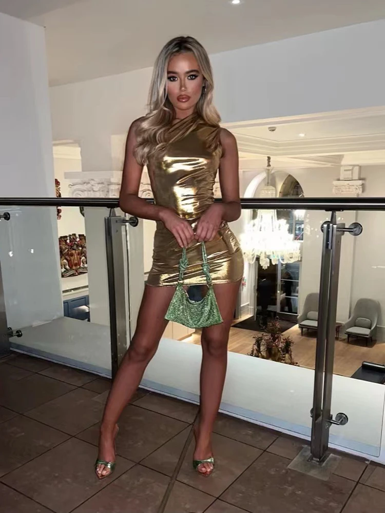 Sexy One Shoulder Bodycon Dresses For Women Solid Irregular Skinny Mini Dress Female Party Nightclub Buttocks Short Gown vestido 4