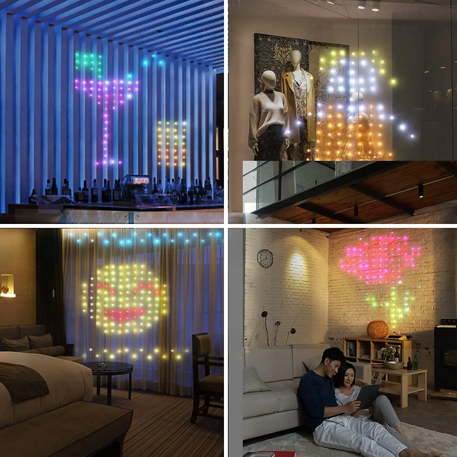 RGB 스마트 창 커튼 스트링 조명, 꿈의 색상 변경 요정 화환, 앱 원격 LED 조명, 크리스마스 웨딩 장식