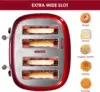 4 Slice Toaster Retro Stainless Steel Toasters with Bagel Defrost Cancel Function 6 Browning Settings Extre Wide Slot Red 3