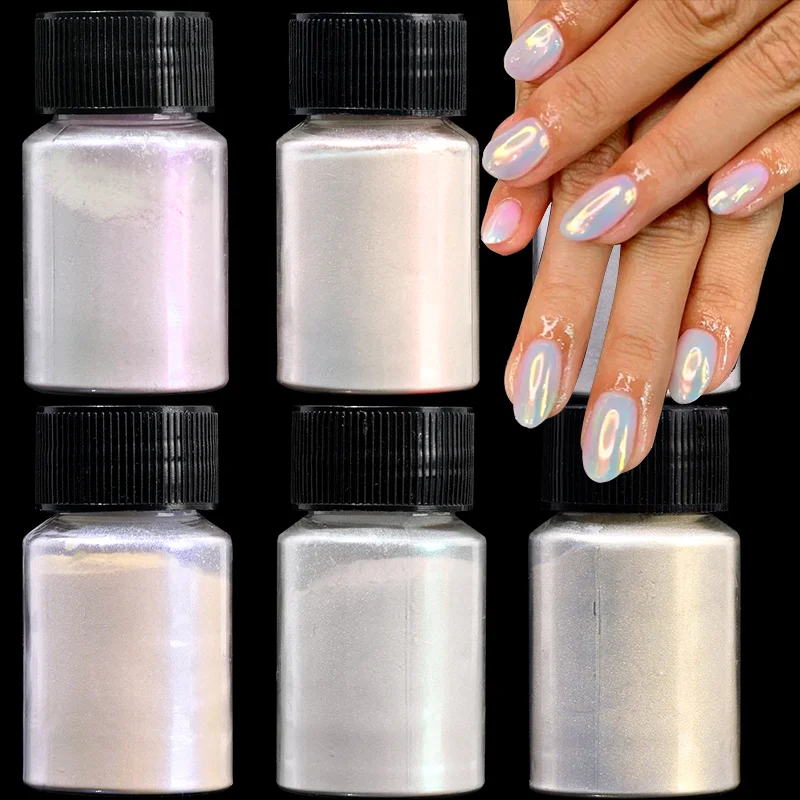 10G Specchio Glitter Per Unghie Polvere Olografica Aurora Trasparente Sparkle Nails Pigment Powder Colorful Mermaid Nail Art Decoration