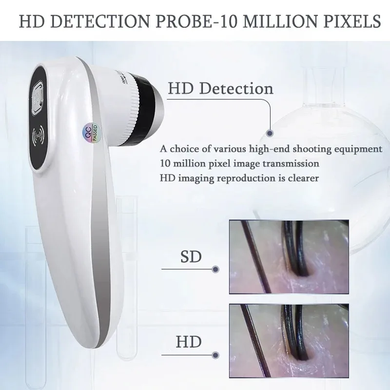 New Professional Wireless HD Intelligent Scalp/Skin/Dermal Detector Hair Follicle Testing Analysis Magnifier UV Skin Analyzer