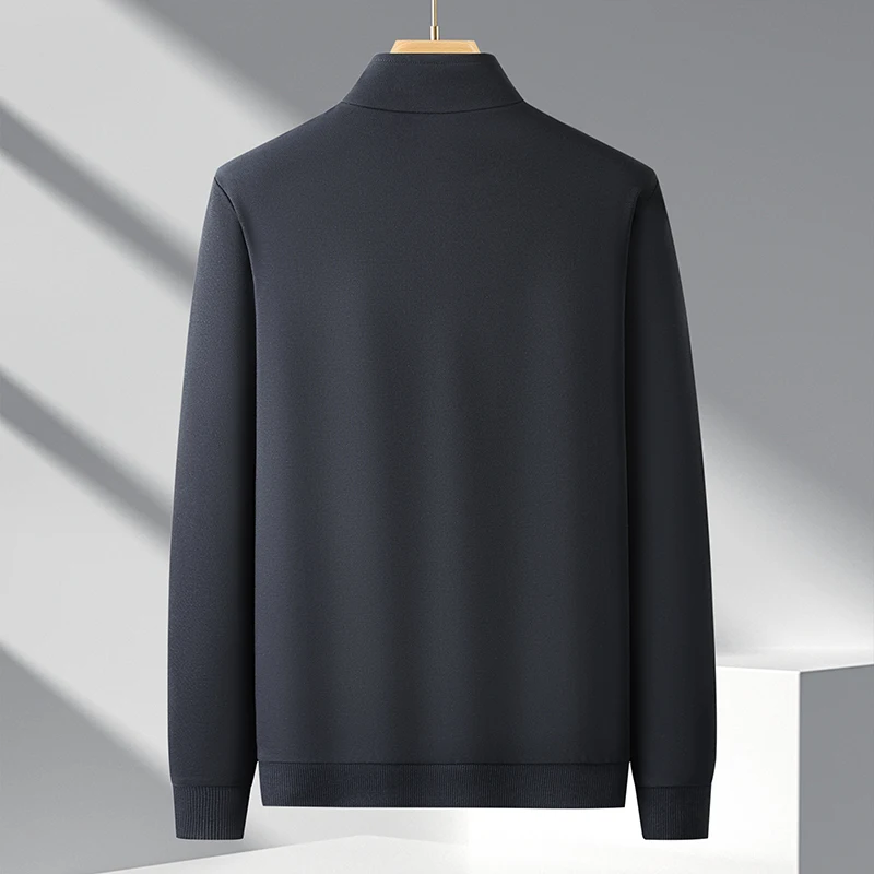 Autumn stand collar zipper sweater men's Stretch Slim Fit gym clothes fashion all-match street long sleeve casual top 2