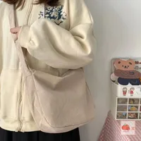 Solid Color Corduroy Crossbody Bag Fashion Korean Casual Shoulder Bag Large Capacity Lazy Style Handbag Women 2