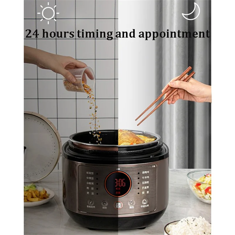 5L Large Capacity Electric Pressure Cooker 2 Inner Pots Multifunctional Smart High Pressure Cooker Meat Slow Intelligent