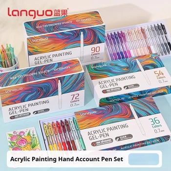 LANGUO 90/6 couleurs grande capacité presse acrylique Gel stylo 0.7mm stylo d'écriture peinture dessin papeterie bureau fournitures scolaires