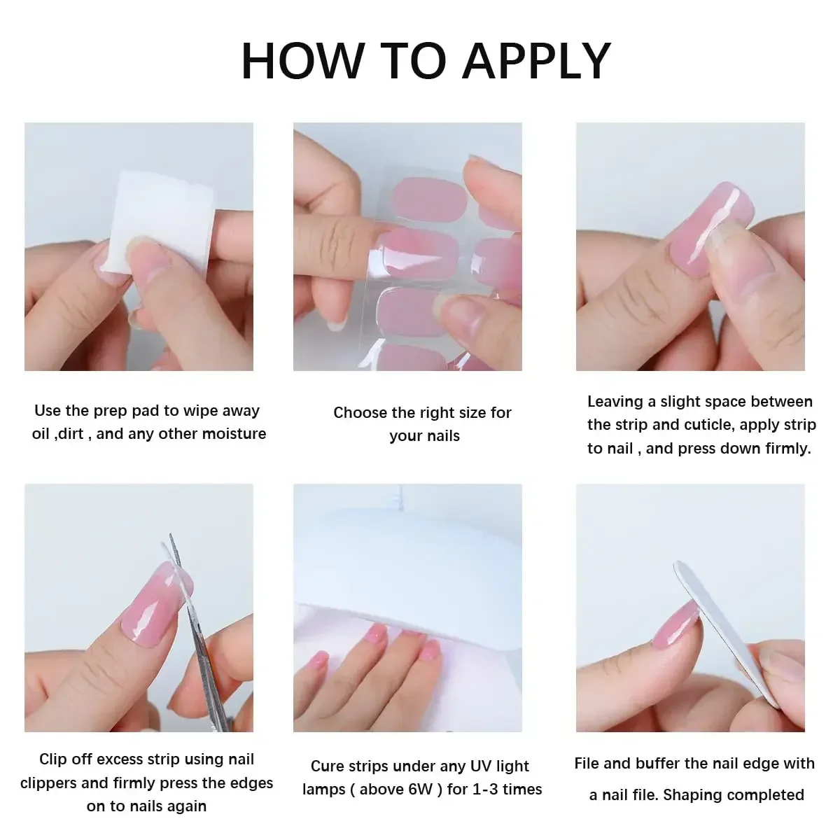 16/20Tips Semi-Cured Gel Nail Wraps Flash Solid Adhesive Waterproof Long Lasting DIY Gel Nail Stickers UV Lamp Need 5