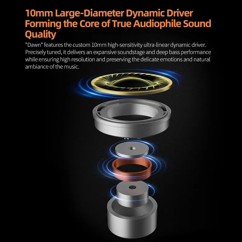New KZ Dawn Dynamic wired Earphones HIFI Bass Earbuds In Ear Monitor Headphone For Sports Sleep Driving Noise Cancelling Headset 3