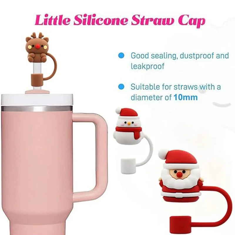 10mm Christmas Straw Covers for Stanley Cup 30&40 Oz Tumbler straw covers