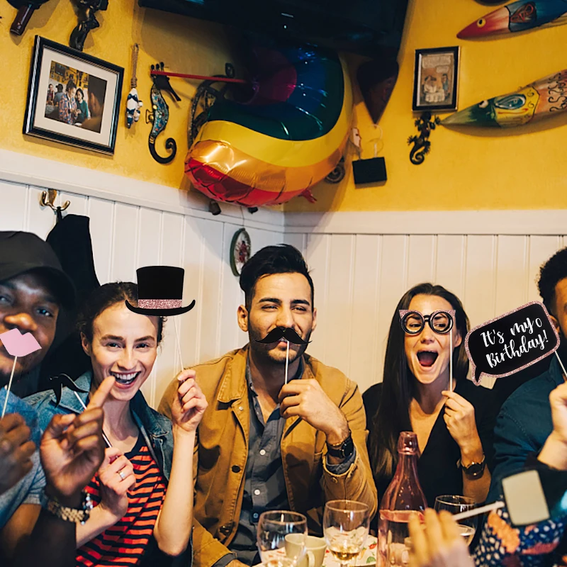 Happy Birthday Photo Props DIY Funny Mustache Lips Glasses Mask Photo Booth Props Accessories Party Supplies Party Home Decor