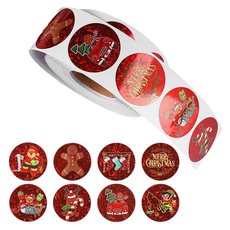 

Christmas Stickers Roll | 1 Inch Self Adhesive Colorful Christmas Envelope Stickers | Easy Using Seals Labels with 8 Designs for