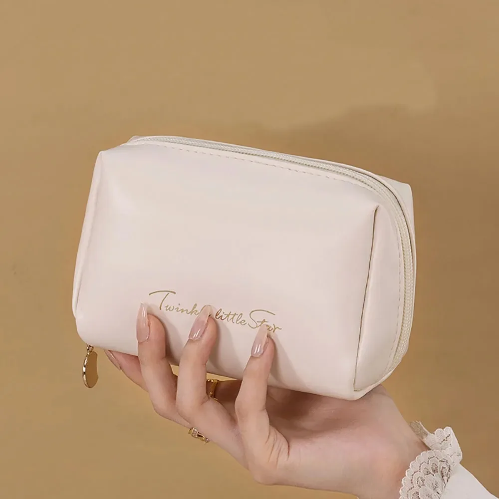 Borsa per cosmetici da viaggio, organizer per cosmetici, borsa per il lavaggio in pelle PU impermeabile, custodia per cosmetici piatta ad ampia apertura, borsa per cosmetici con divisore - immagine 4