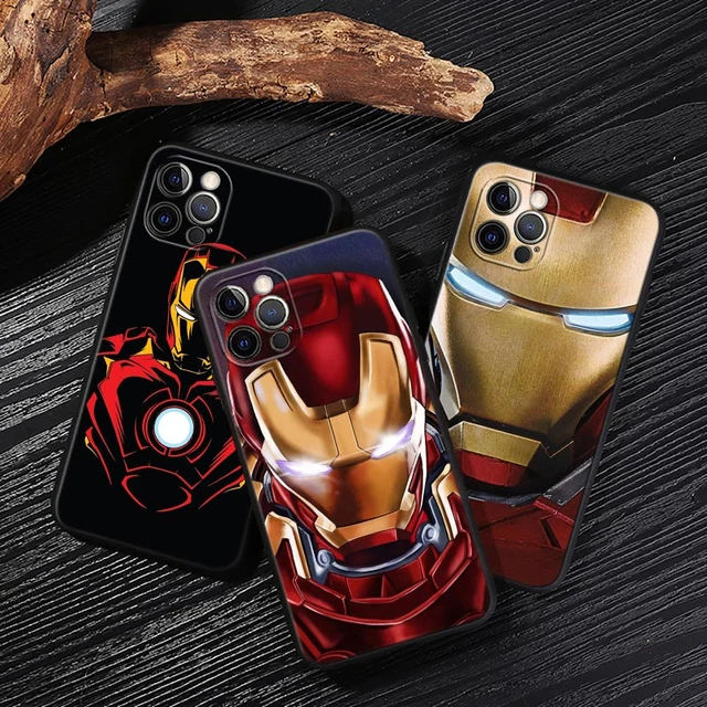 Marvel Ironman Black Cover For Apple 14 iPhone 15 13 12 11 14 Pro Max Mini