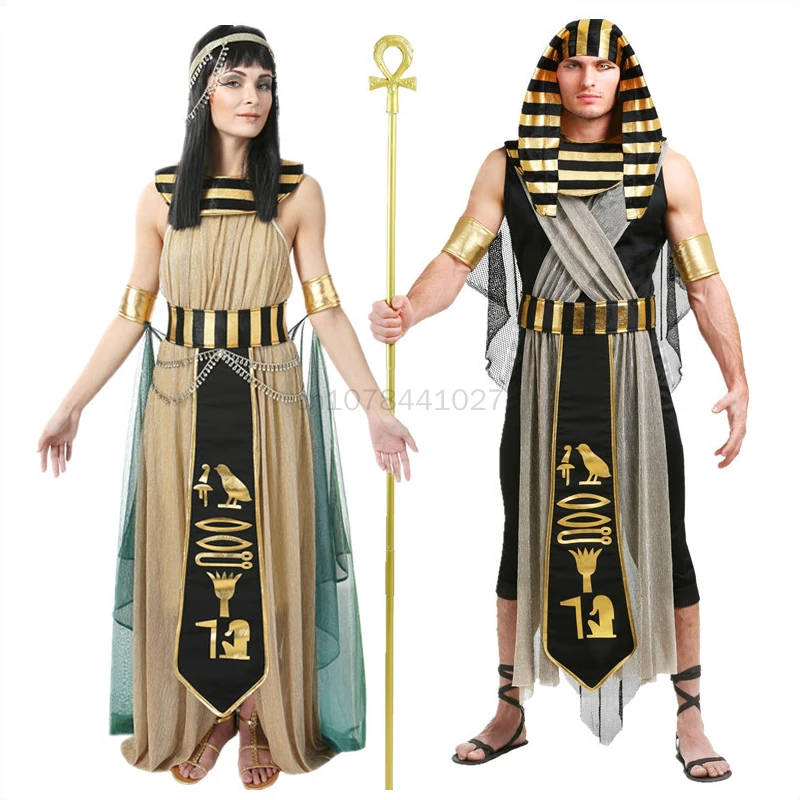 

Cosplay Pharaoh Cleopatra Couples Egypt Egyptian Queen Costume Myth Goddess Role Play Halloween Carnival Fancy Dress Party Adult