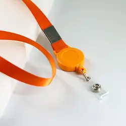 Retractable Lanyard Badge Holder with Keychain and Necklace Strap (B - Orange)