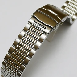 Stainless Steel Watchband Metal Bracelet with Dive Buckle - Silver Black - 22mm (Silver)