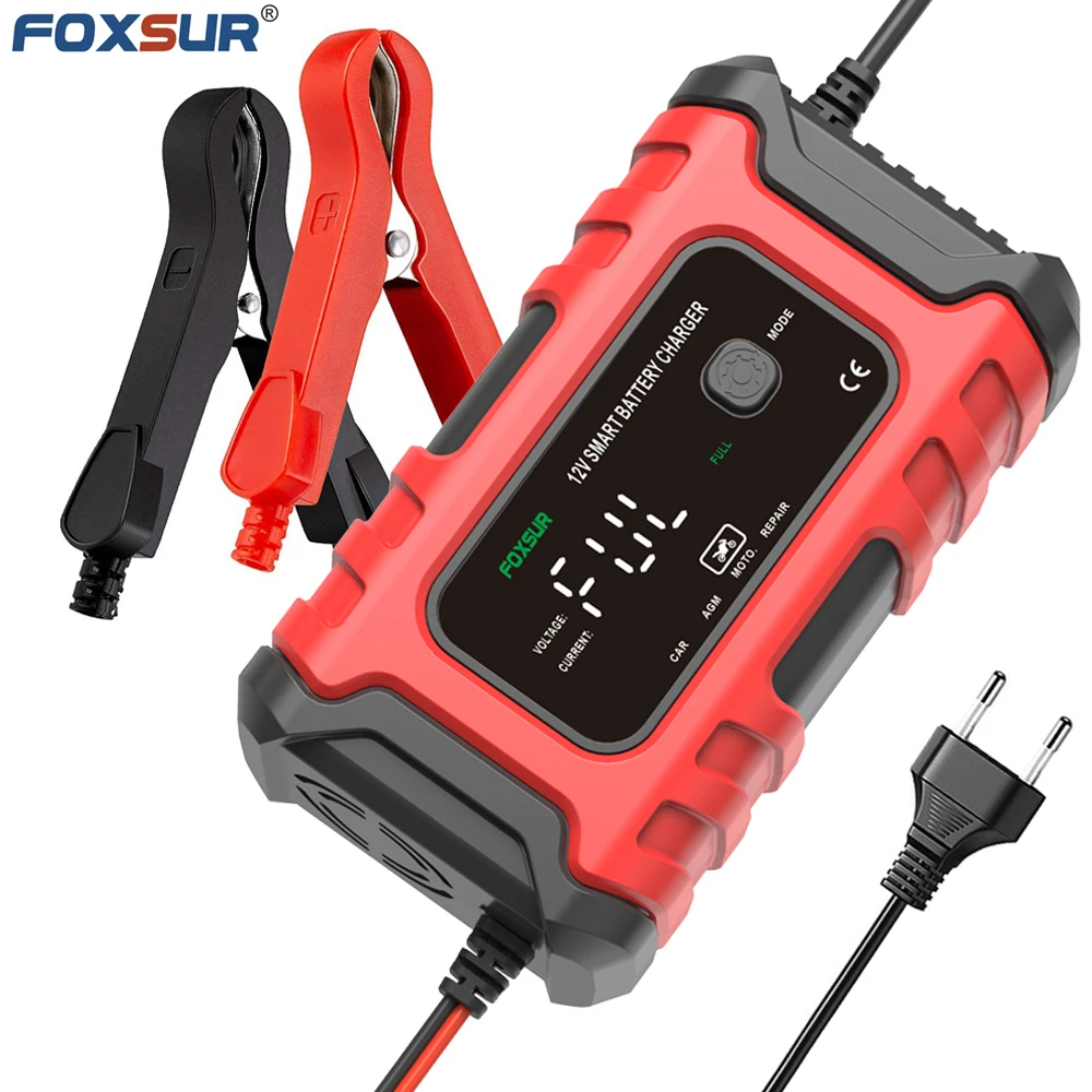 FOXSUR12V6ASmartBatteryChargerwithLEDDisplayMotorcycleCar