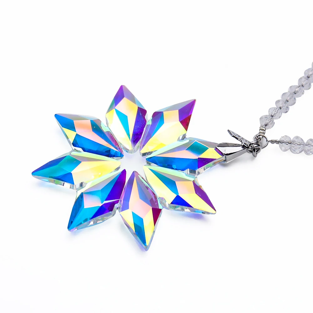 Fire Polished AB Color Daisy Sun Flower Arrow Crystal Rainbow Sun Catcher Car Pendant Faceted Prism Chandelier Yard Garden Decor