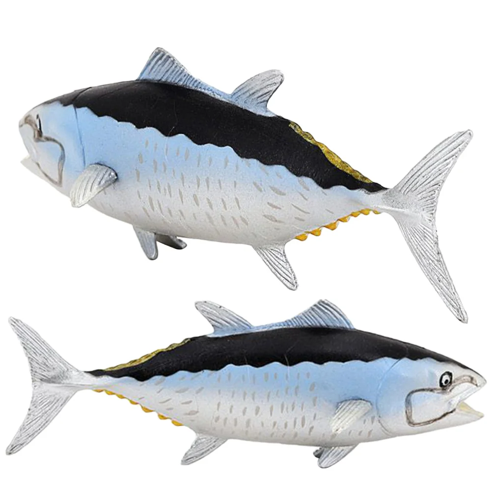

2 Pcs Simulated Tuna Versatilen Desktop Fish Statue Solid Curiosity Crafts Pvc Sea Model Toy