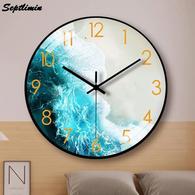 

8 Inch New Small Wall Clock Art fish Stickers Still Life Modern Design Silent Timepiece Living Room Bedroom Home Decor Clocks