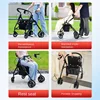 Elderly Walking Assistant with Seat Crutch Hand-pushed Walking Aid Anti-fall Walking Device for Seniors 5