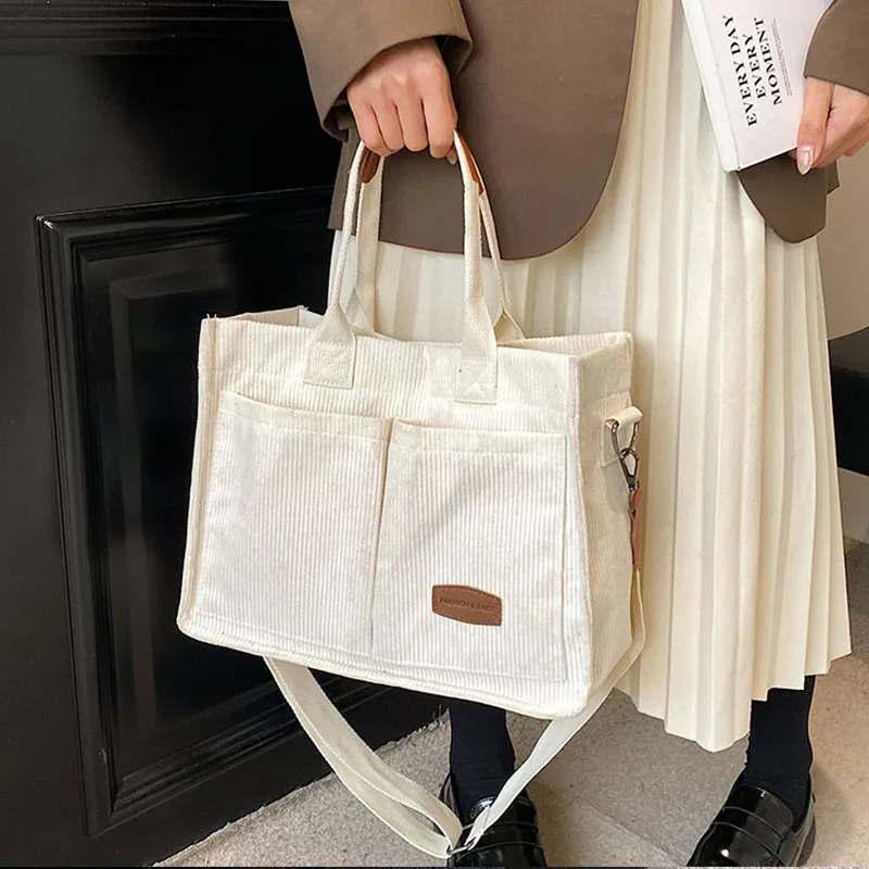 Corduroy luxury Handbags for Office Women Shoulder Crossbody Bag for Women Vintage Shopper Shopping Bags Ladies Totes 2023