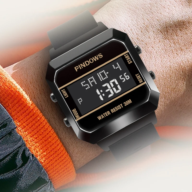 Waterproof Men Digital Watches Silicone Band Youth Student High Quality Hand Clock Boy Backlight Fashion Sport Wristwatch Male