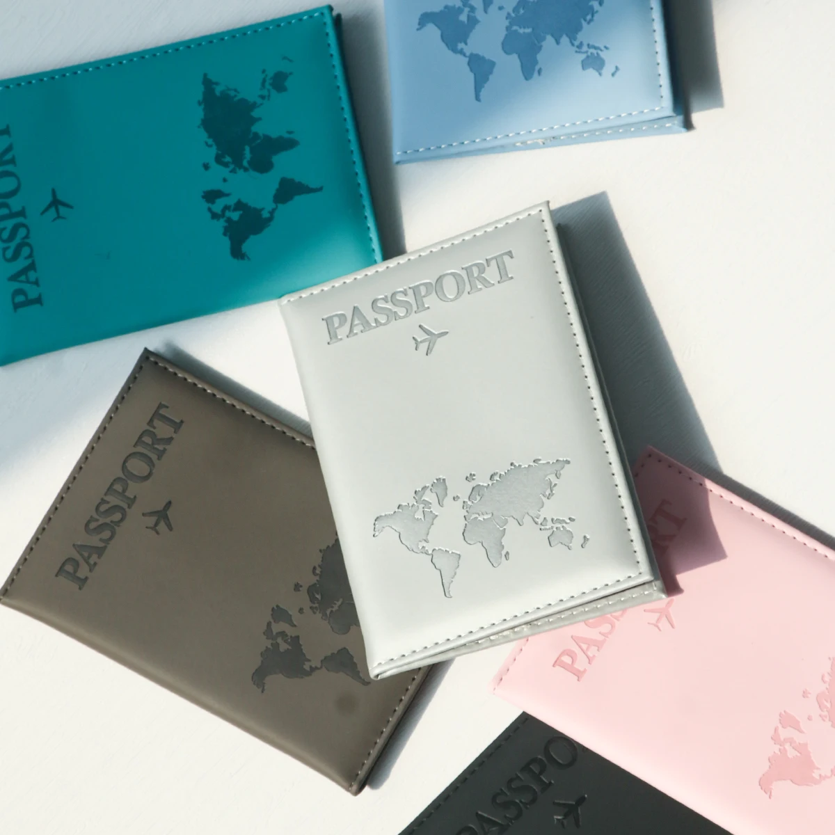 Sleek Map PU Leather Passport Holder - Essential Travel Accessory
