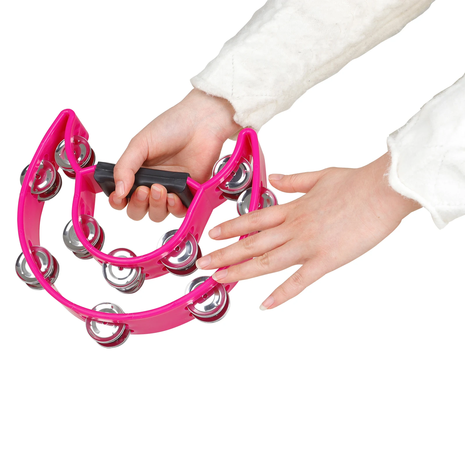 Hand Tambourine Orff Tambourine Double Row Hand Rattle Children's Gift Musical Enlightenment Educational Party Safety Percussion Instrumental