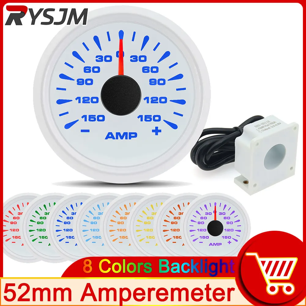 Hd Auto Amp Meters ± 150A 52Mm Amperometro Amperometri Con Quadrante Nero 9-32V Ampere Calibri Con Sender Boat Car Volt Meters