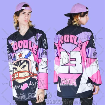 2026 New GORILLAZ Hockey Jersey V-Neck Loose And Fashionable Hip-Hop Street Wear Men'S And Women'S Casual Long Sleeved T-Shirt 1