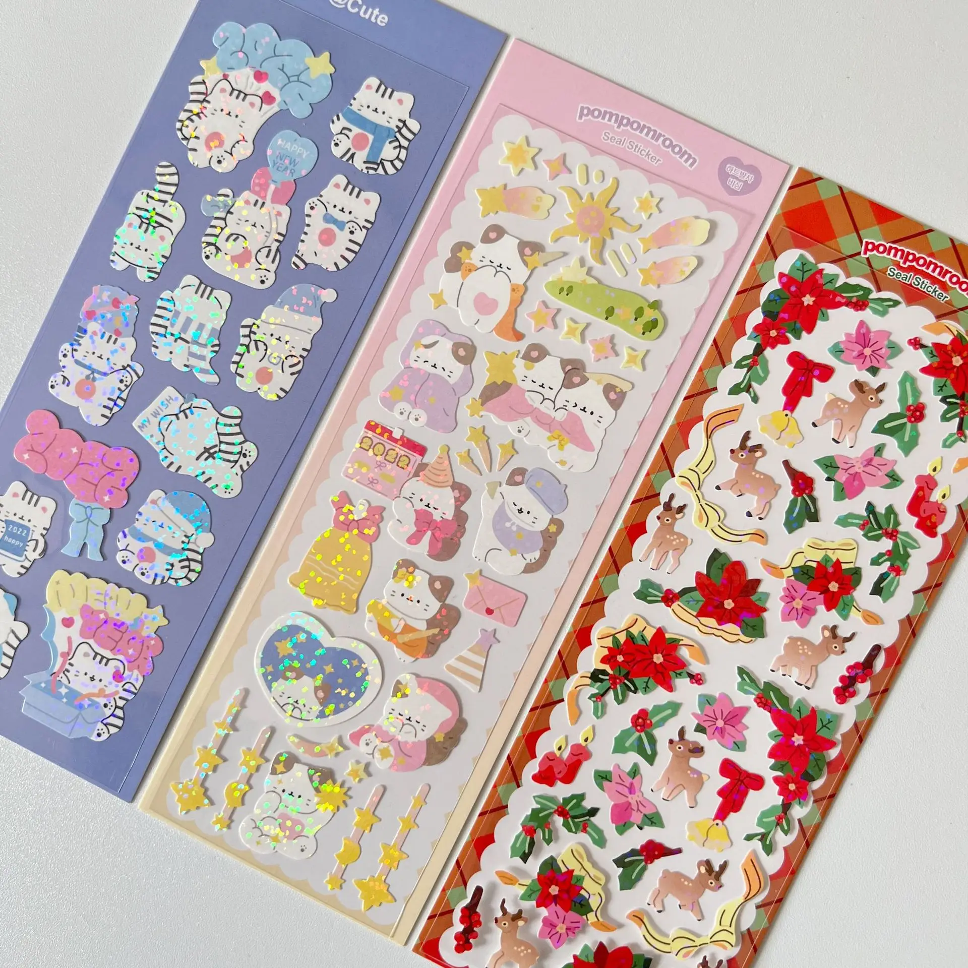 Korean Ins Cartoon Cute Sticker Holographic Laser Idol Card Deco Scrapbooking Diary Decorative Stickers Stationery Aesthetics