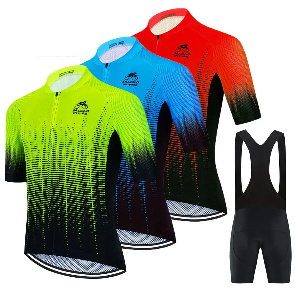 Summer Cycling Jersey Set Men Fluorescent Color MTB Short Sleeve Cycling Clothing Mountain Bike Wear Ropa Ciclismo Uniform cycling jersey cycling shirt cycling suit cycling jersey set