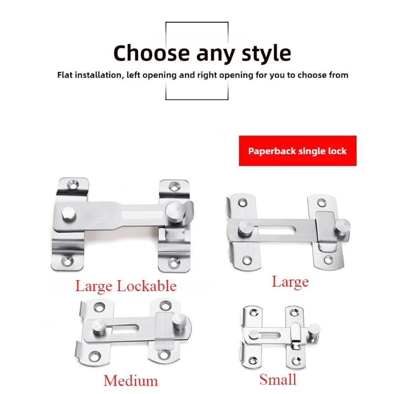 Door Lock Window Lock 1Pcs Stainless Steel Sliding Barn Door Lock Hardware Gate Latches Silvery Lockable