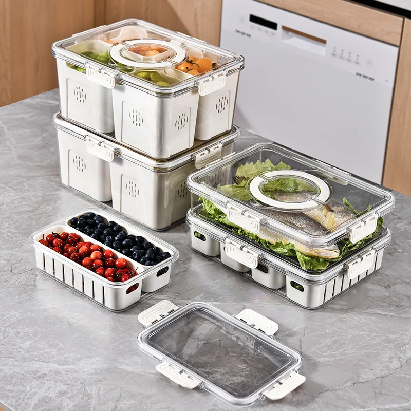 Refrigerator Fresh-Keeping Box, Kitchen Storage Box, Food Drain Box, Fruit And Vegetable Compartment Storage Box, Dust-Proof Box 2