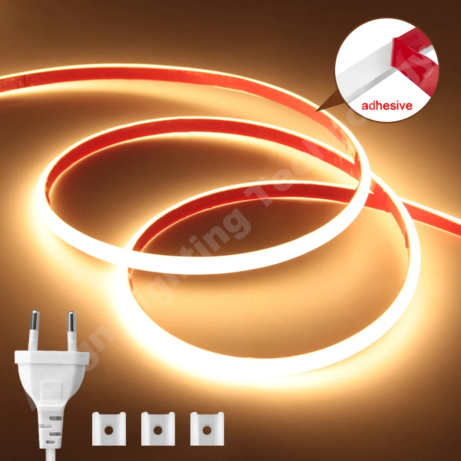 05m50m220VCOBLEDStripLightAdhesive288LEDsmDensityFlexible