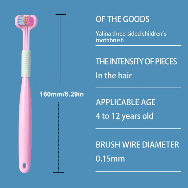 Brosse à dents à poils souples sur trois côtés, 360 degrés, nettoyage buccal en profondeur, pour enfants de 4 à 12 ans – Image 6