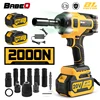 BABEQ 2000N.m Brushless Electric Impact Wrench Rechargeable 1/2 Socket Wrench Cordless Wrench Power Tools for 18V Makita Battery 1