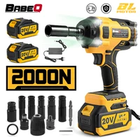 BABEQ 2000N.m Brushless Electric Impact Wrench Rechargeable 1/2 Socket Wrench Cordless Wrench Power Tools for 18V Makita Battery 1
