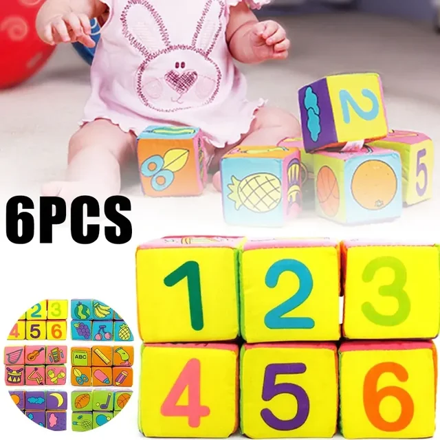 6Pcs/Set Multifunctional Baby Cloth Building Blocks Rattle Soft Cubes Toys Gifts Baby Rattle Blocks Baby Rattle Blocks Toy 1