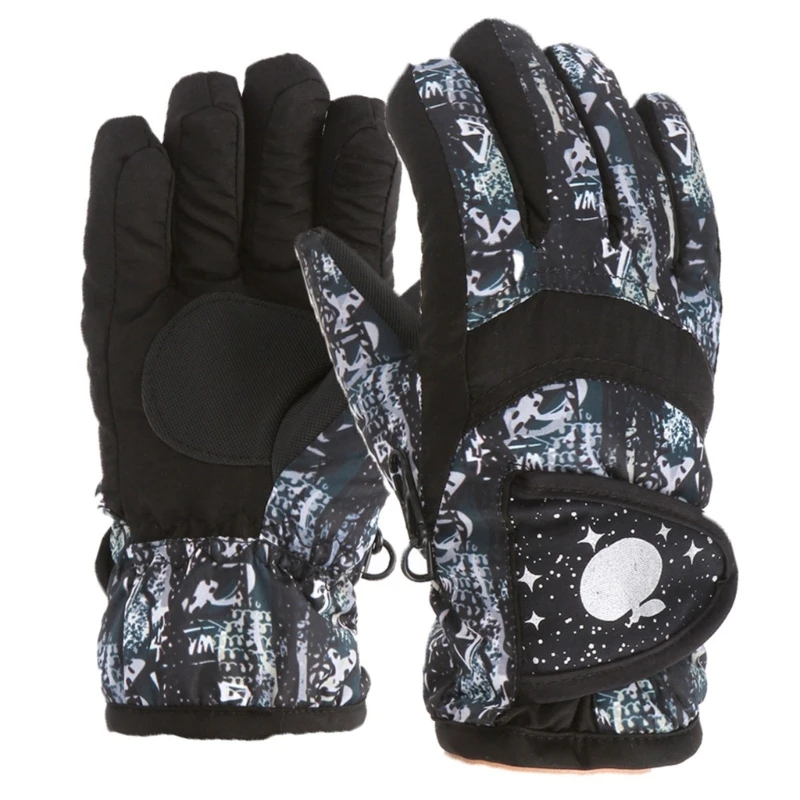 Adjustable Thermal Winter Thicken Baby Gloves Fleece Lining Waterproof Children Ski Gloves for 3-7Y Kids Outdoor Sports Mittens