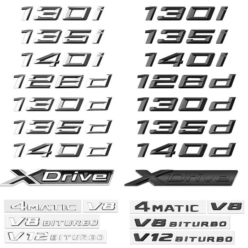 3D Abs Nero Cromato Lettere Auto Posteriore Tronco Emblema Distintivo Adesivo Per Bmw M 116I 120I 125D 135D Xdrive Logo Lettering Accessori