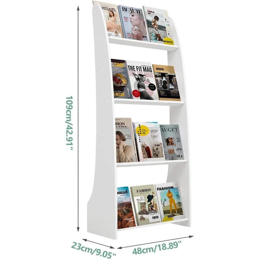Floor-Standing Magazine Rack, Brochure Display Stand Floor, with 4 Tiered Design for Home Office, Magazines Racks 2