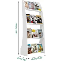 Floor-Standing Magazine Rack, Brochure Display Stand Floor, with 4 Tiered Design for Home Office, Magazines Racks 2
