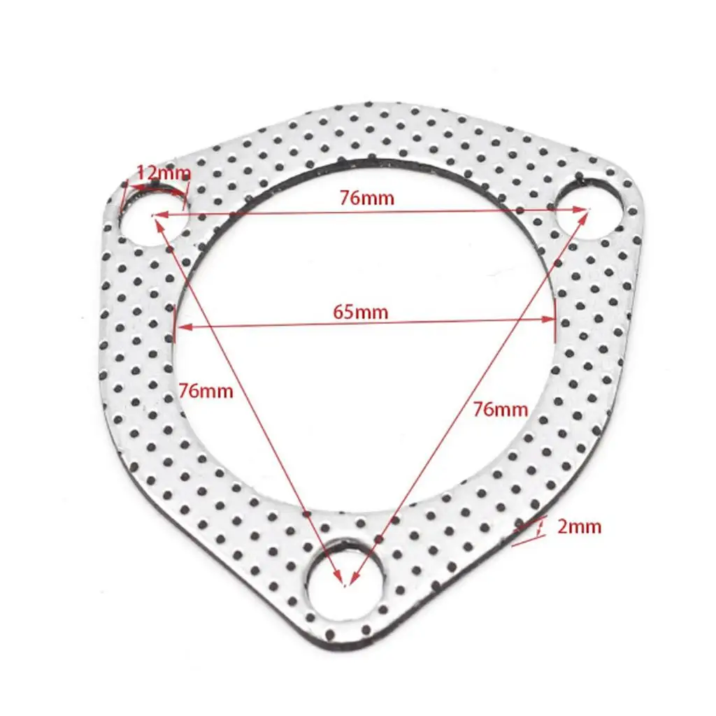 Plug and play vehicle triangle 3 screw flange with high exhaust gasket, 2.5 inch