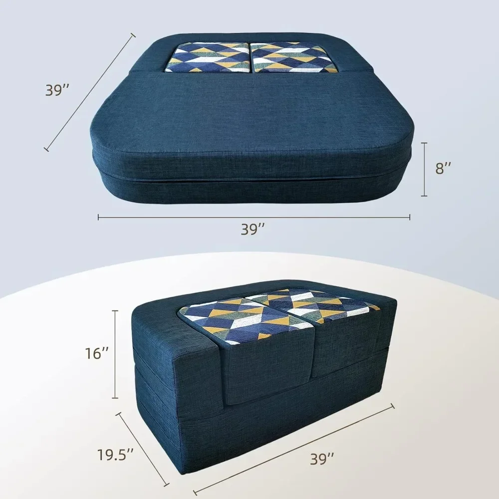 Kids Couch Convertible Toddler Sofa 4pcs with Memory Foam Fold Out Kids Sofa Bed, Play Couch Chair for Children Boys and Girls 2