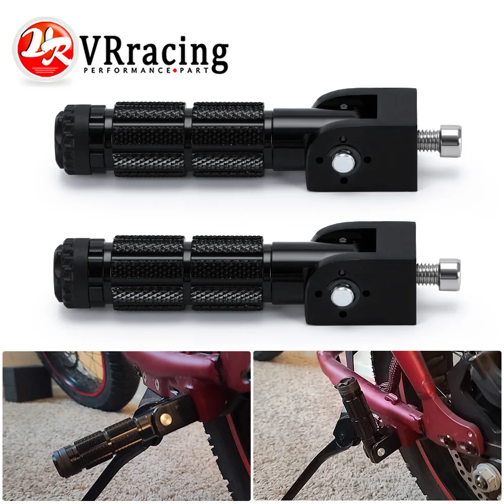 Pedane Posteriori Moto In Alluminio CNC - Antiscivolo - Bullone M8 - Nero (Coppia)