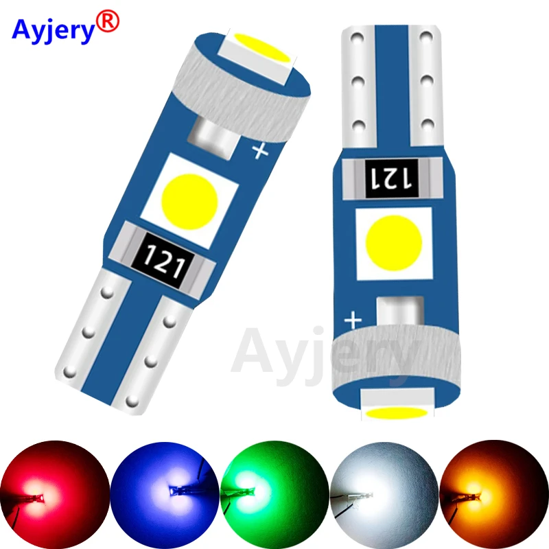 

AYJERY 500Pcs T5 W1.2W W3W 74 86 Super Bright 3 SMD 3030 LED Bulb Auto Side Wedge Dashboard Gauge Instrument Car Interior Lights