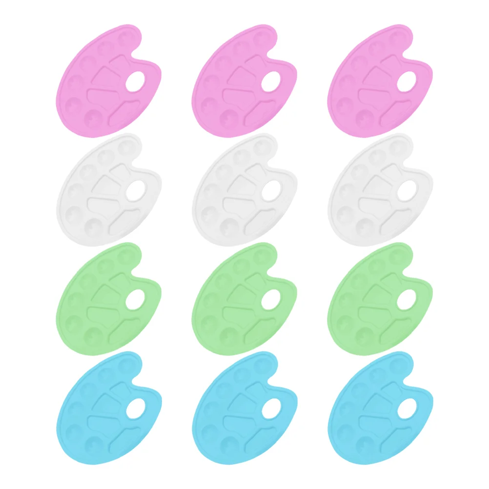 

12 Pcs Tool Palette Watercolor Tray Plastic Mixers Paint Pallets Art Painting Supplies Palettes Child