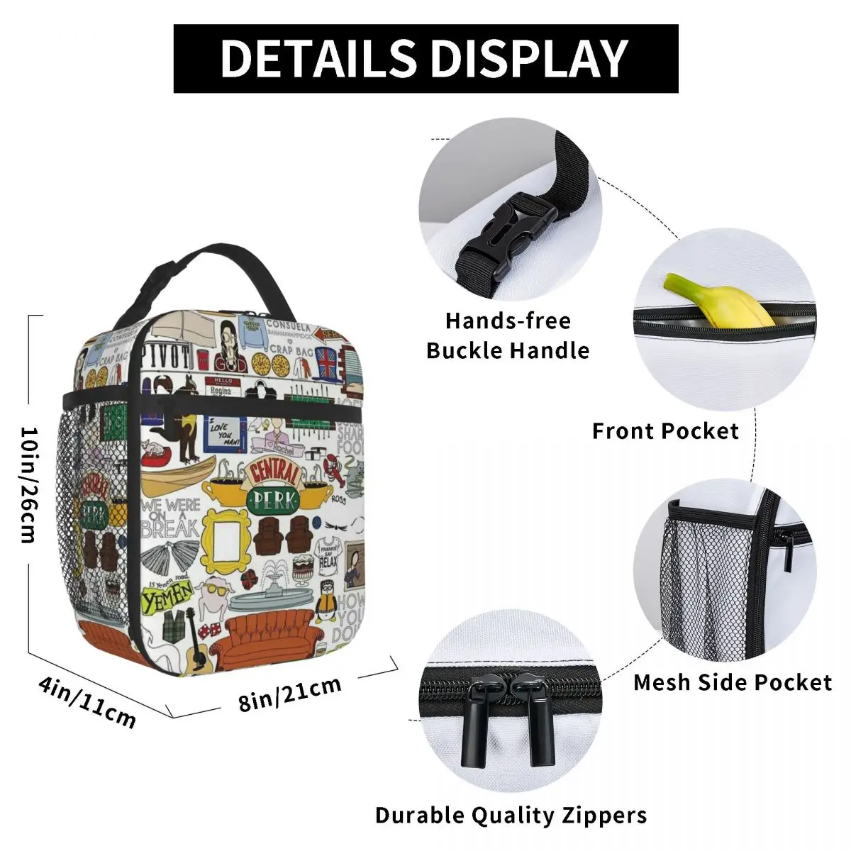 Friends American TV Series Insulated Lunch Bag Thermal Bag Lunch Container Central Perk Tote Box Food Storage Bags Picnic